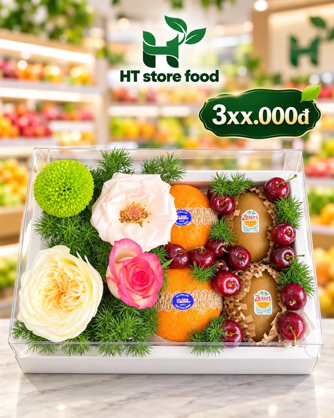 Hộp hoa và trái cây